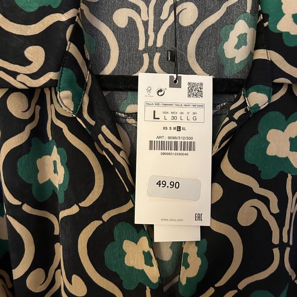 NWT Zara Button Up Tie Waist Dress - Picture 3 of 3